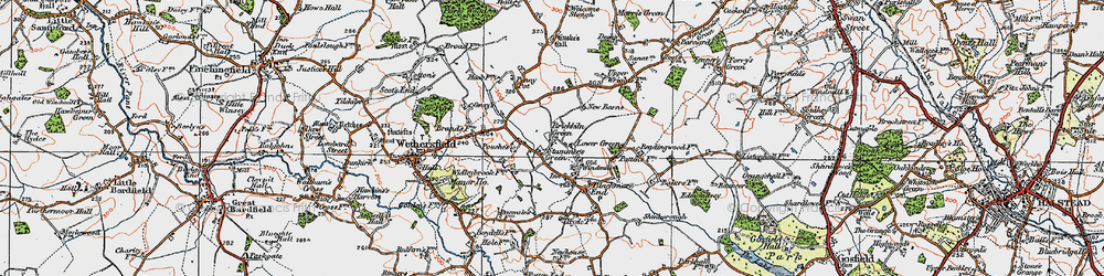 Old map of Lower Green in 1921