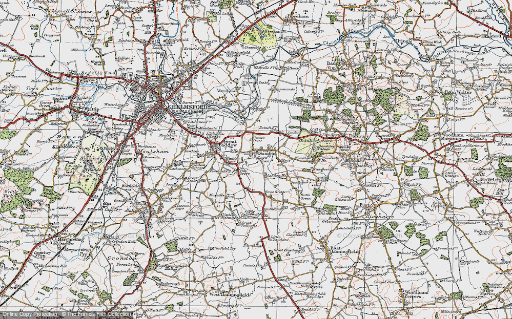 Old Map of Historic Map covering Grace's Cross in 1921