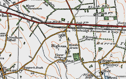 Old map of Lower Green in 1921