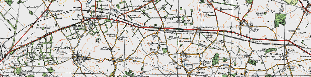 Old map of Lower Green in 1921