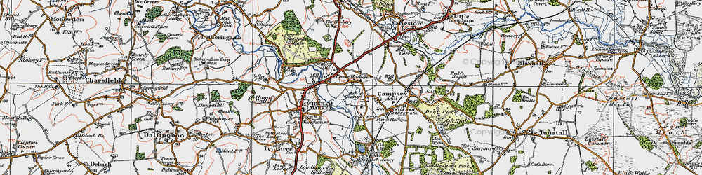 Old map of Wickham Market Sta in 1921