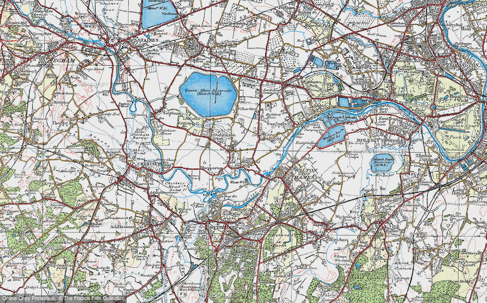 Old Map of Lower Halliford, 1920 in 1920