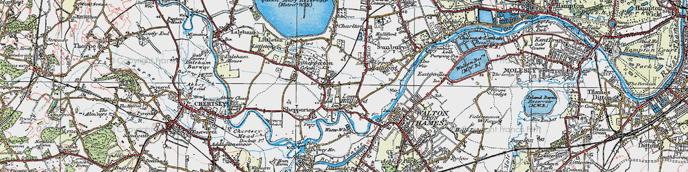 Old map of Lower Halliford in 1920