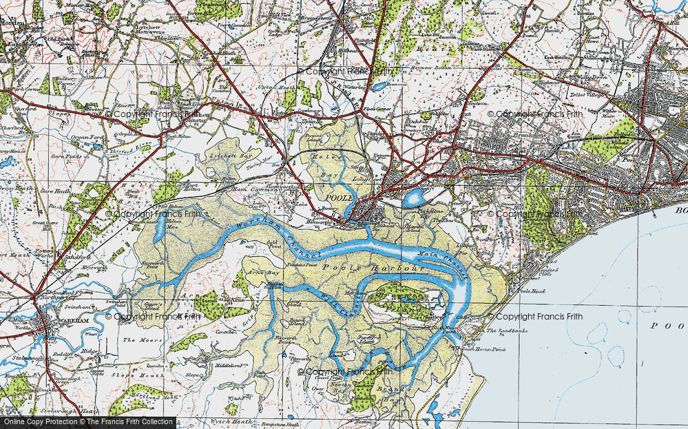 Old Map of Historic Map covering Poole Harbour in 1919