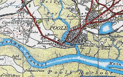 Old map of Poole Harbour in 1919