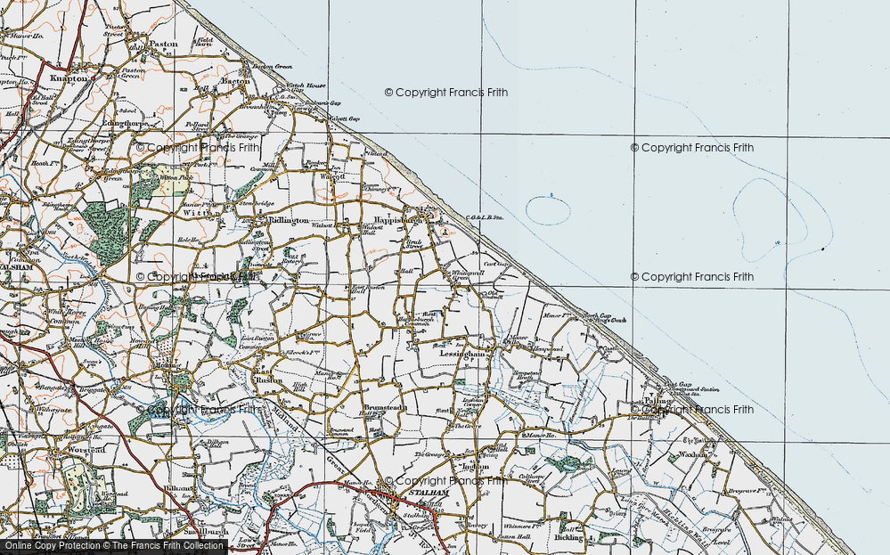 Old Map of Lower Happisburgh, 1922 in 1922