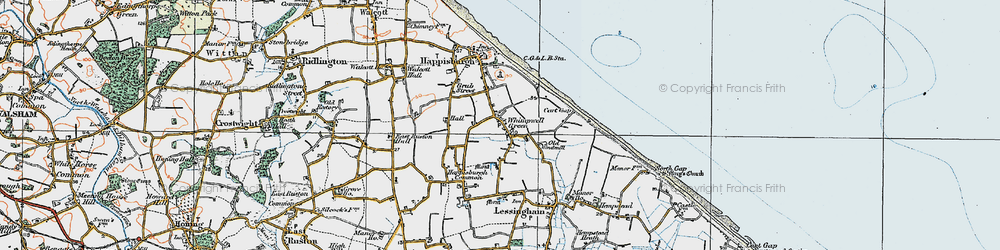 Old map of Lower Happisburgh in 1922
