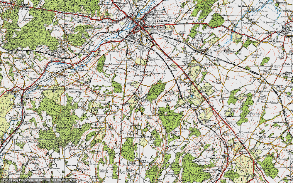 Old Map of Lower Hardres, 1920 in 1920