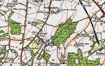 Old map of Lower Hardres in 1920
