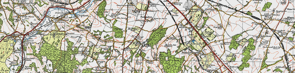 Old map of Lower Hardres in 1920