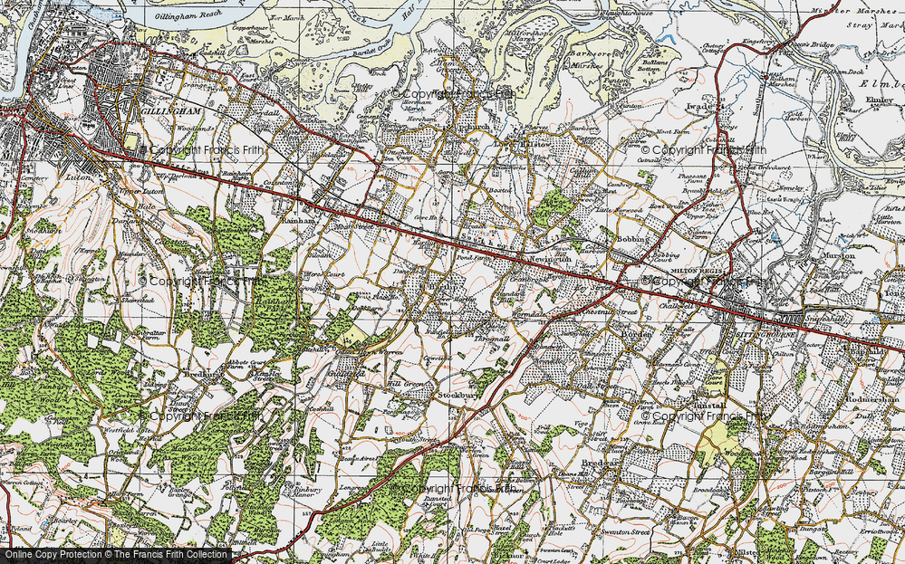 Old Map of Lower Hartlip, 1921 in 1921