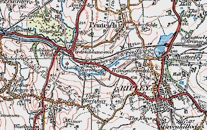 Old map of Lower Hartshay in 1921
