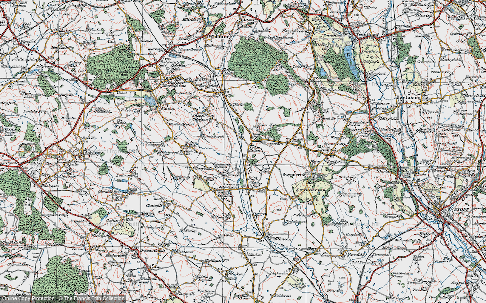 Old Map of Lower Hatton, 1921 in 1921