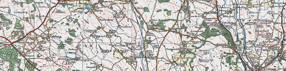 Old map of Lower Hatton in 1921