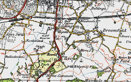 Old map of Lower Herne in 1920