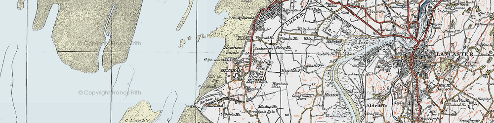 Old map of Lower Heysham in 1924