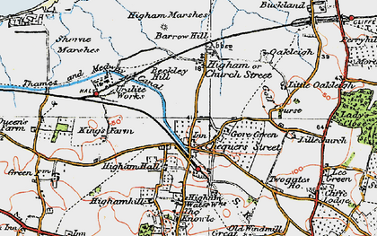 Old map of Lower Higham in 1921
