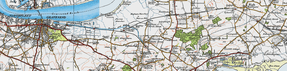 Old map of Lower Higham in 1921