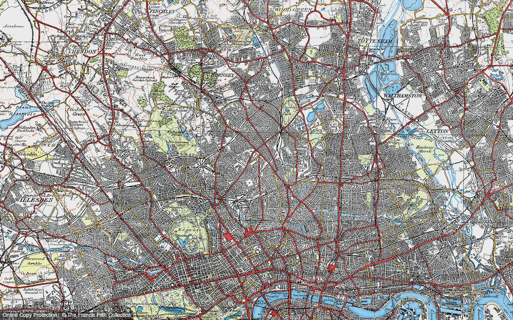 Old Map of Lower Holloway, 1920 in 1920