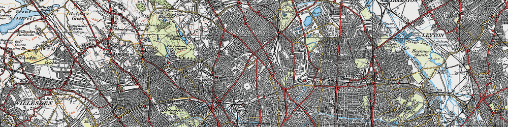 Old map of Lower Holloway in 1920