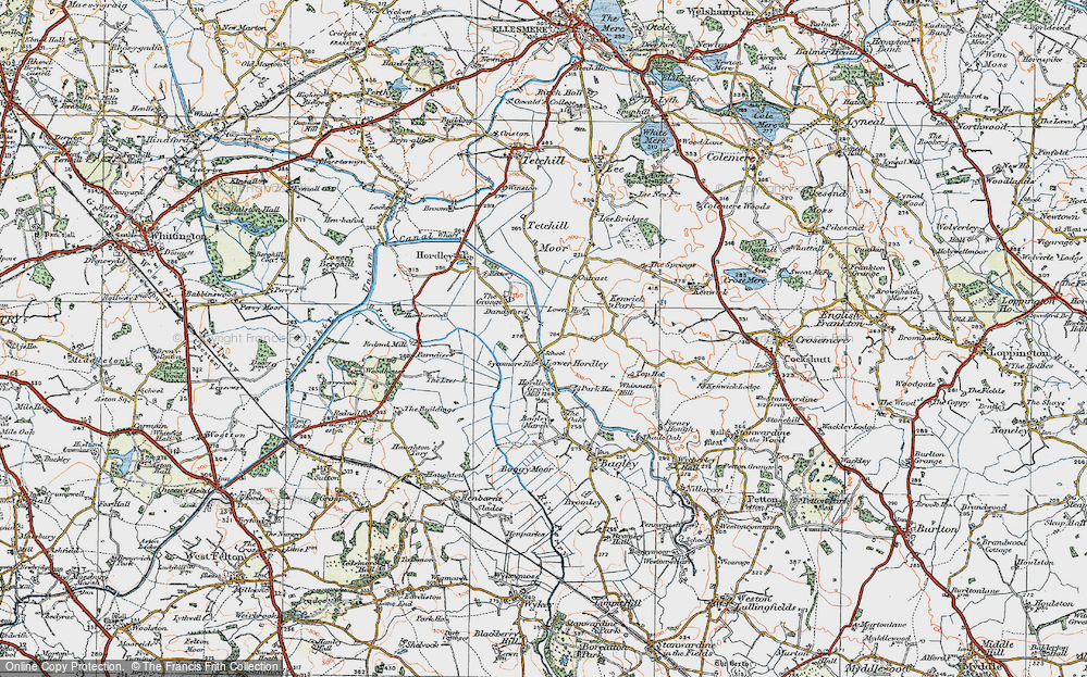 Old Map of Lower Hordley, 1921 in 1921