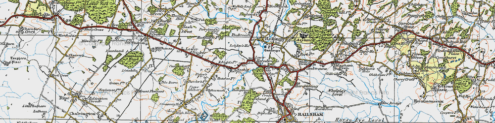 Old map of Lower Horsebridge in 1920