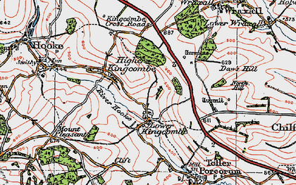 Old map of Lower Kingcombe in 1919