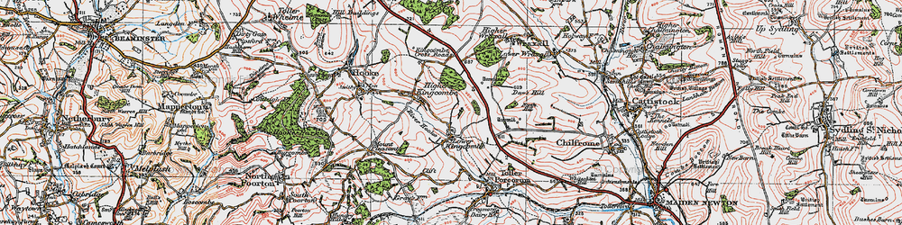 Old map of Lower Kingcombe in 1919