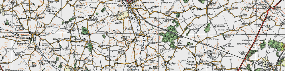 Old map of Lower Layham in 1921
