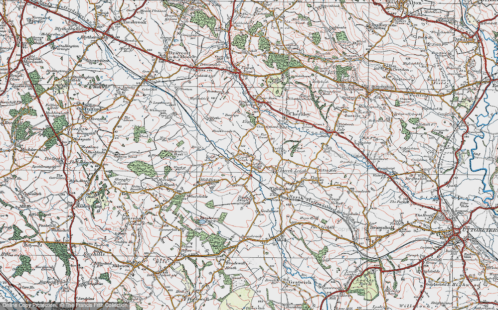 Old Map of Lower Leigh, 1921 in 1921