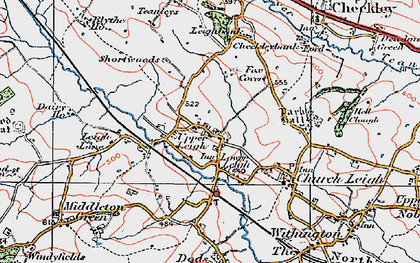 Old map of Lower Leigh in 1921