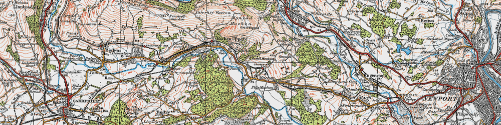 Old map of Lower Machen in 1919