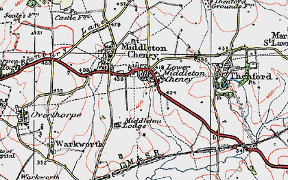 Old map of Lower Middleton Cheney in 1919