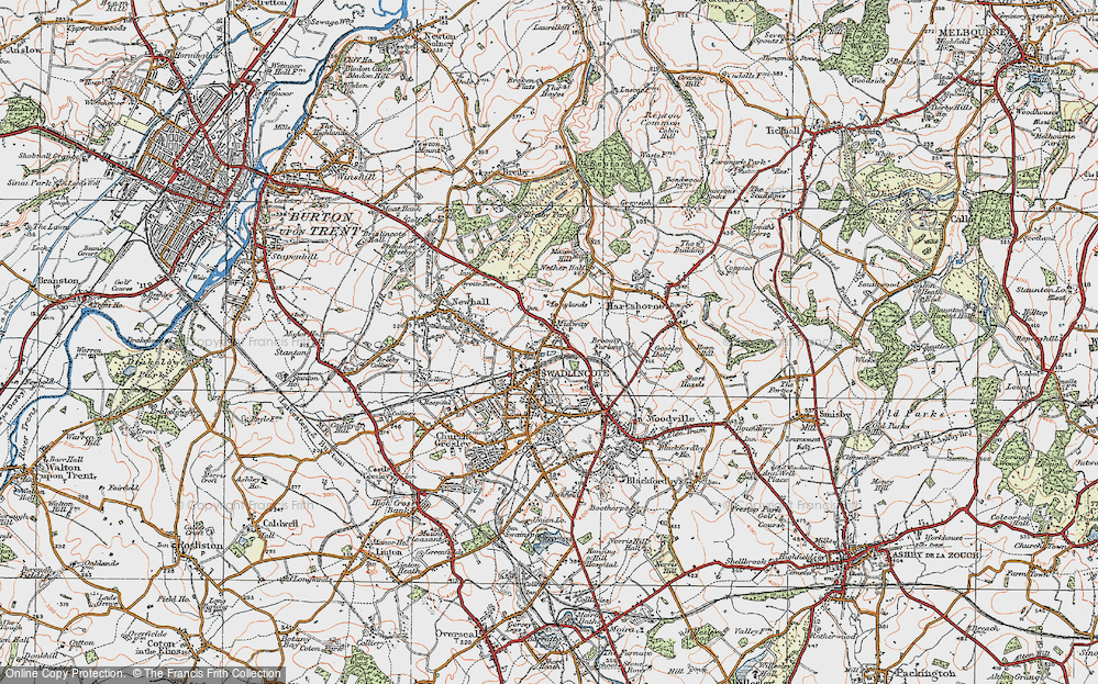 Old Map of Historic Map covering Broomy Furlong in 1921