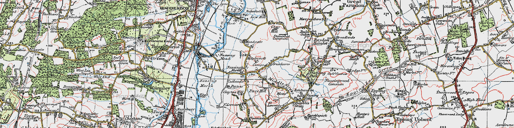 Old map of Lower Nazeing in 1919