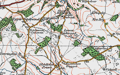 Old map of Lower Netchwood in 1921