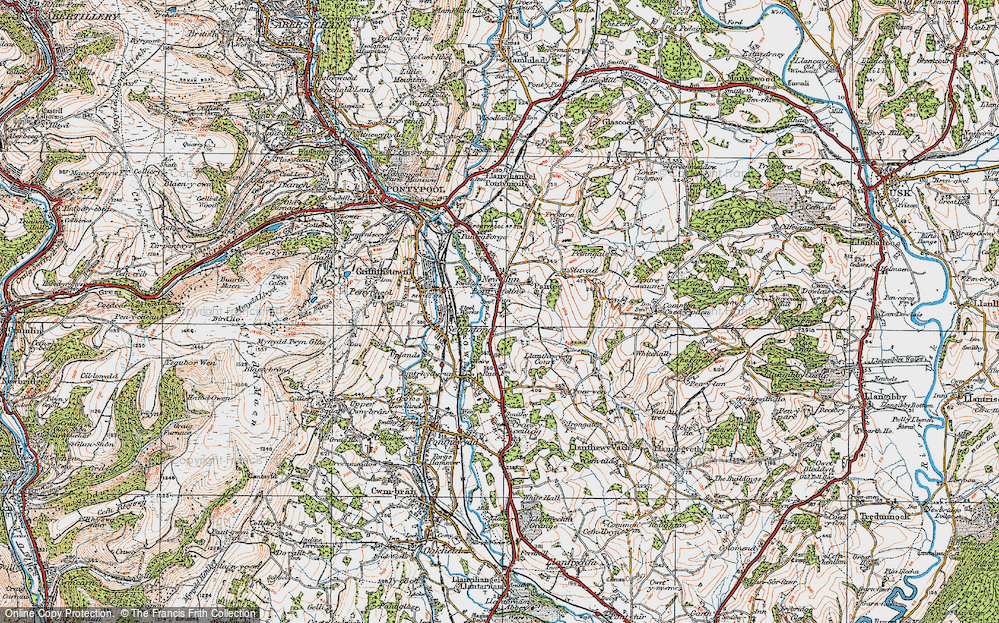 Old Map of Lower New Inn, 1919 in 1919