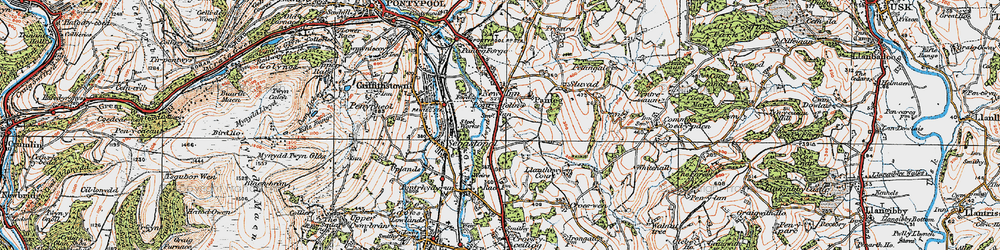 Old map of Lower New Inn in 1919