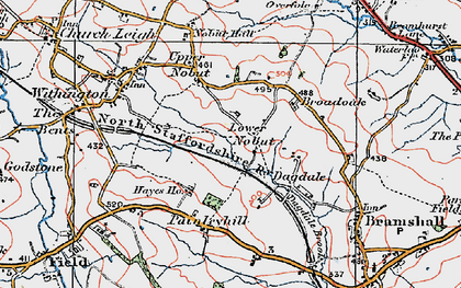 Old map of Lower Nobut in 1921