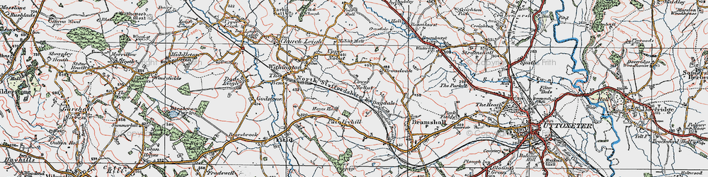 Old map of Lower Nobut in 1921