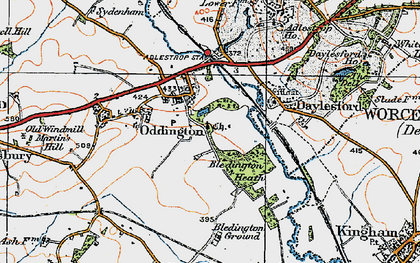 Old map of Lower Oddington in 1919