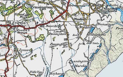 Old map of Lower Pennington in 1919