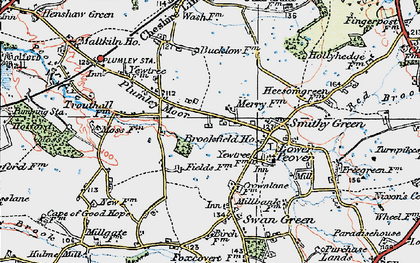 Old map of Lower Peover in 1923