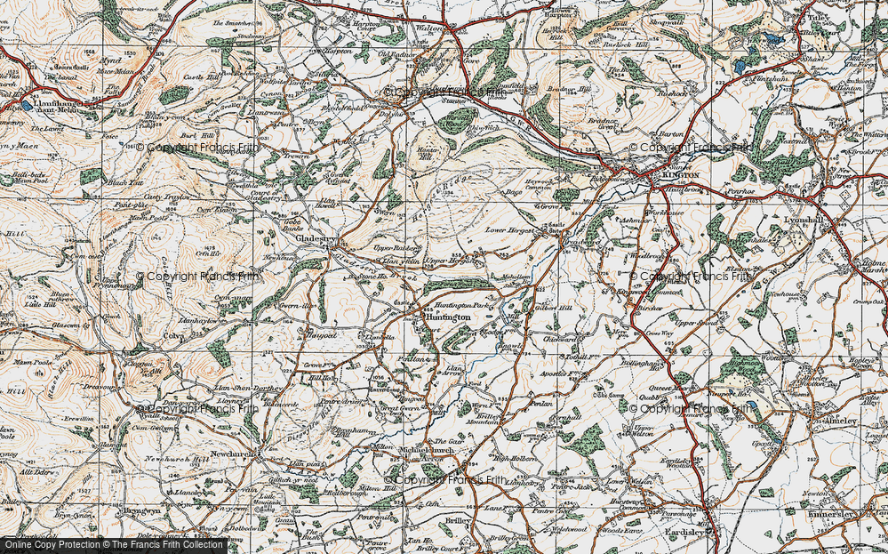 Old Map of Historic Map covering Gladestry Brook in 1920