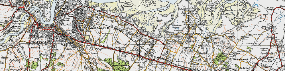 Old map of Lower Rainham in 1921