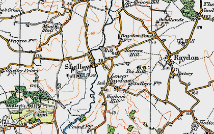 Old map of Lower Raydon in 1921