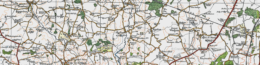Old map of Lower Raydon in 1921