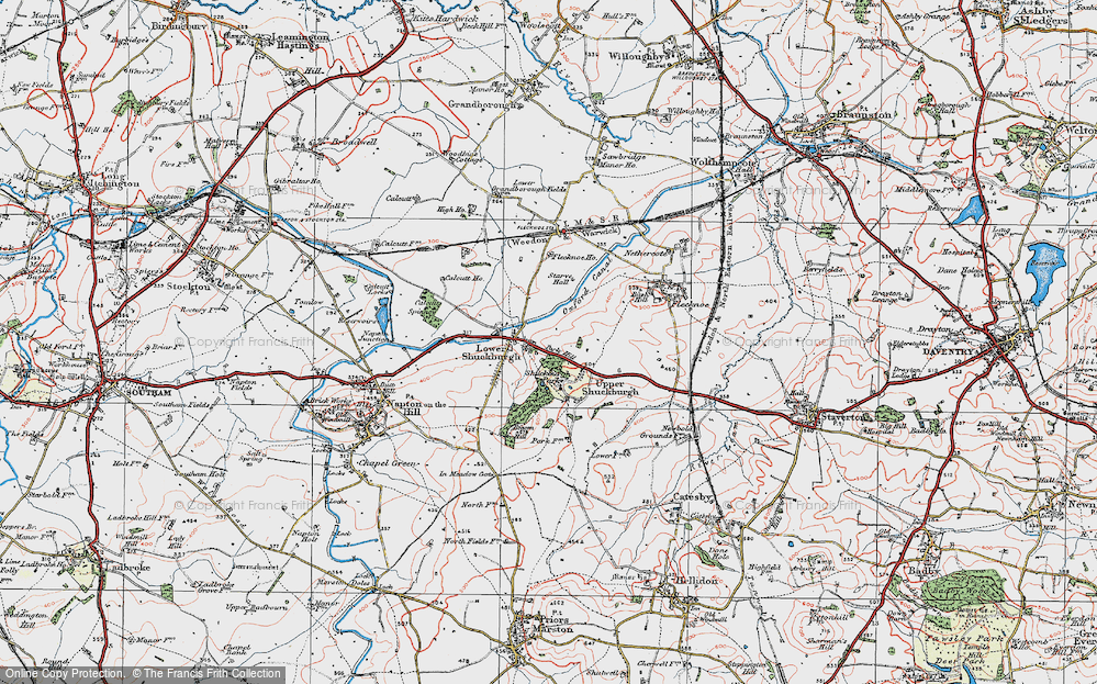 Old Map of Historic Map covering Upper Shuckburgh in 1919