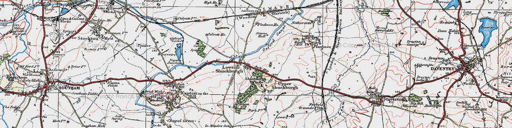 Old map of Upper Shuckburgh in 1919