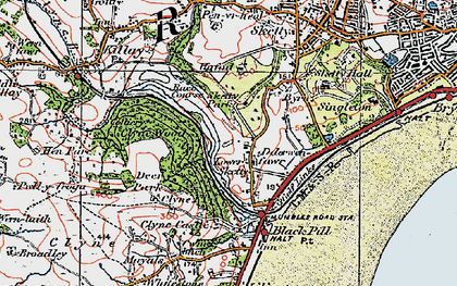 Old map of Lower Sketty in 1923